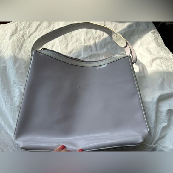 Y2K Calvin Klein Lilac and Cream Mod Style Vinyl Bag - Picture 2 of 10